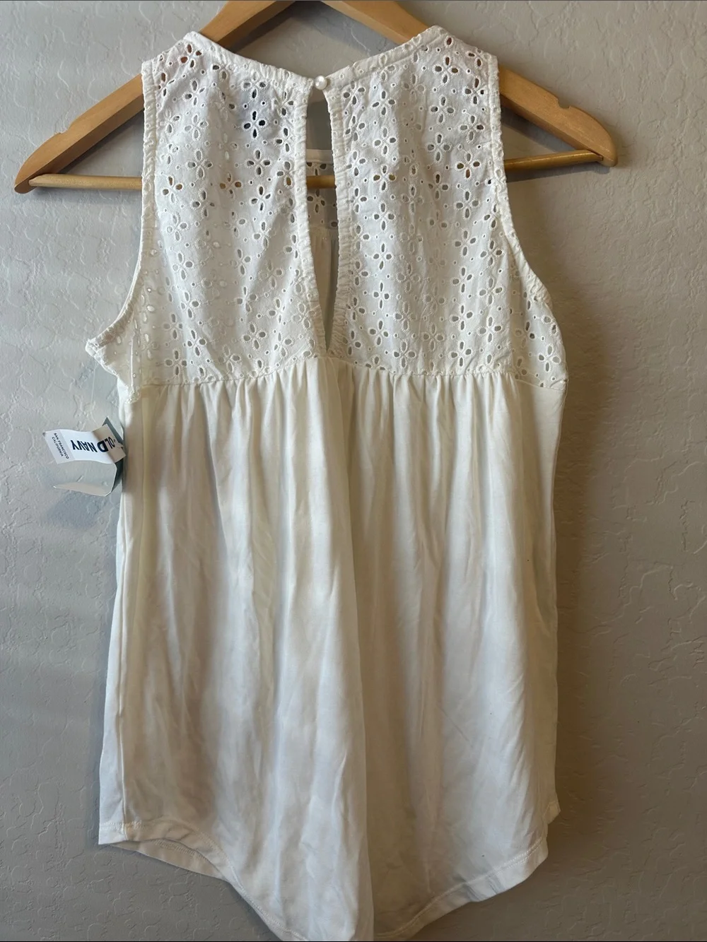 Old Navy Girls White Eyelet Yoke Sleeveless Tunic